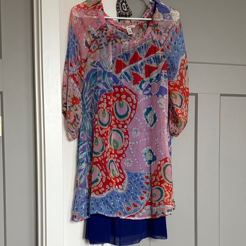 Trinity Colorful Genuine Silk Patterned Boho 2 dresses in one